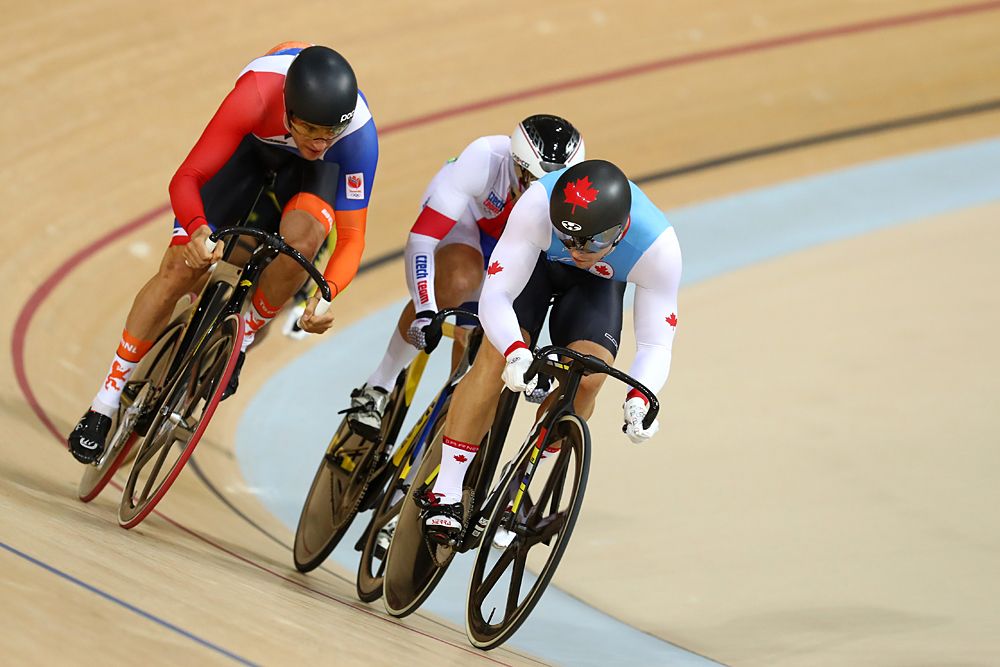Canada's Hugo Barrette wins keirin repechages round