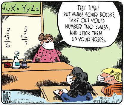 Editorial Cartoon U.S. school covid test