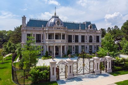 exterior of ornate French style mansion in Canada