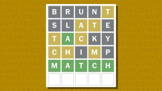 Wordle answer for game 976 on a yellow background