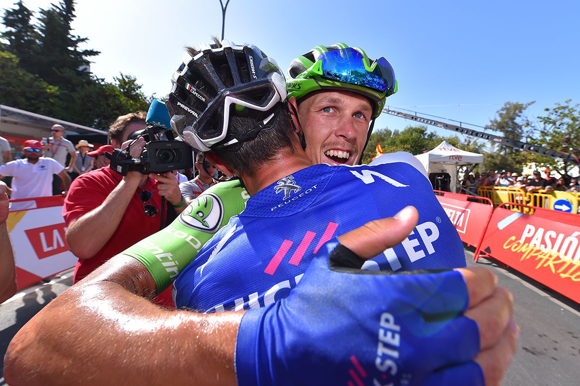 Celebrating another Quick-Step victory at the Vuelta a Espana