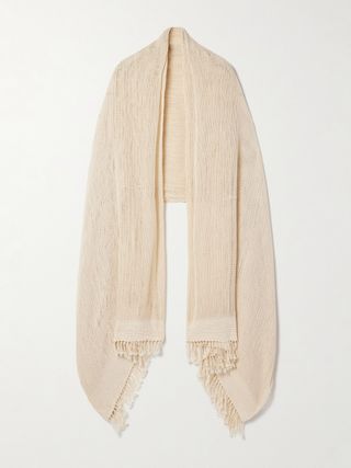 Sekai Fringed Crocheted Cotton Scarf