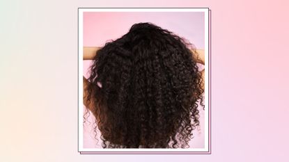 Collage of image showing back view of woman with curly hair 