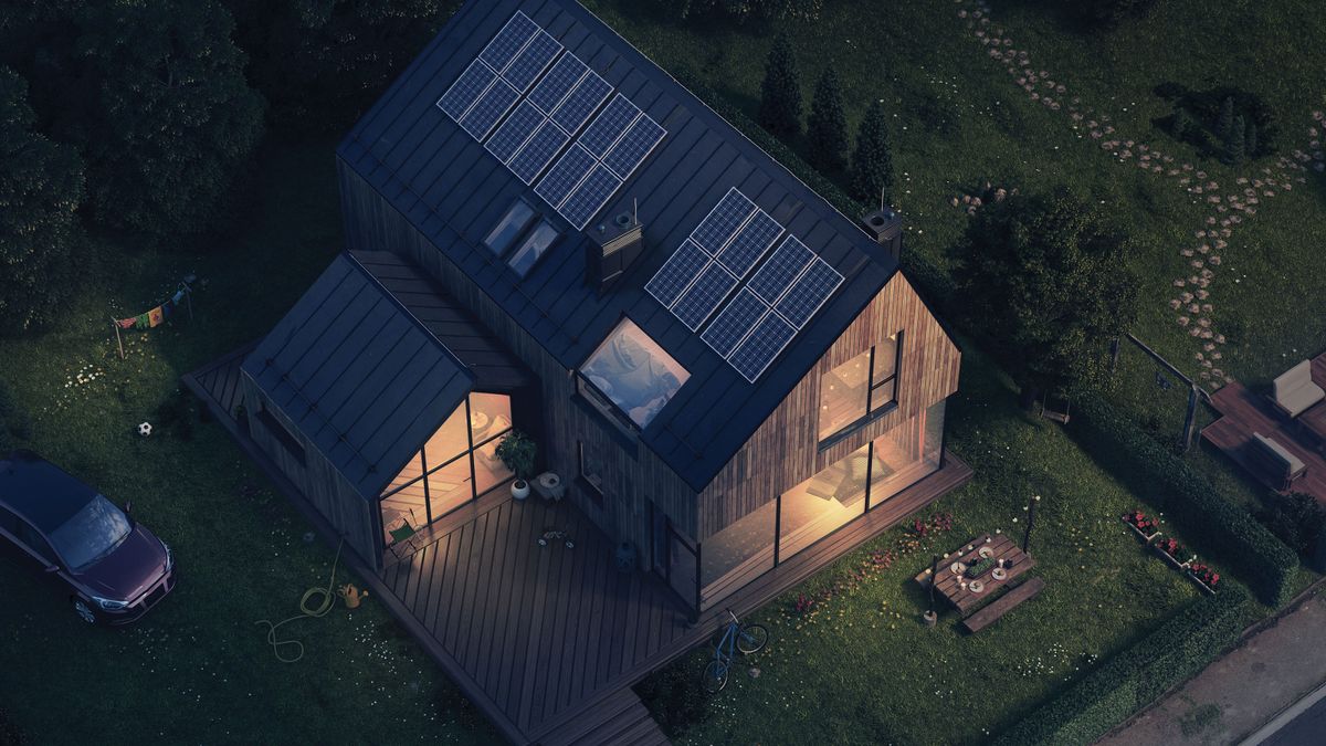 contemporary home with solar panels