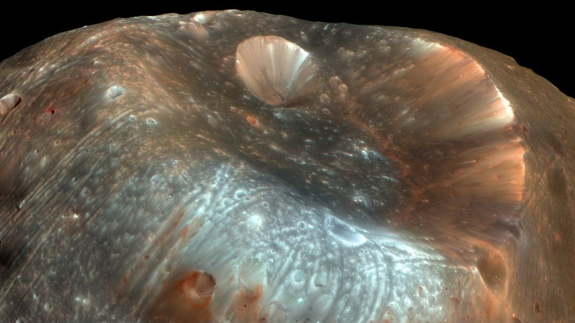 A photo of Stickney crater on Phobos
