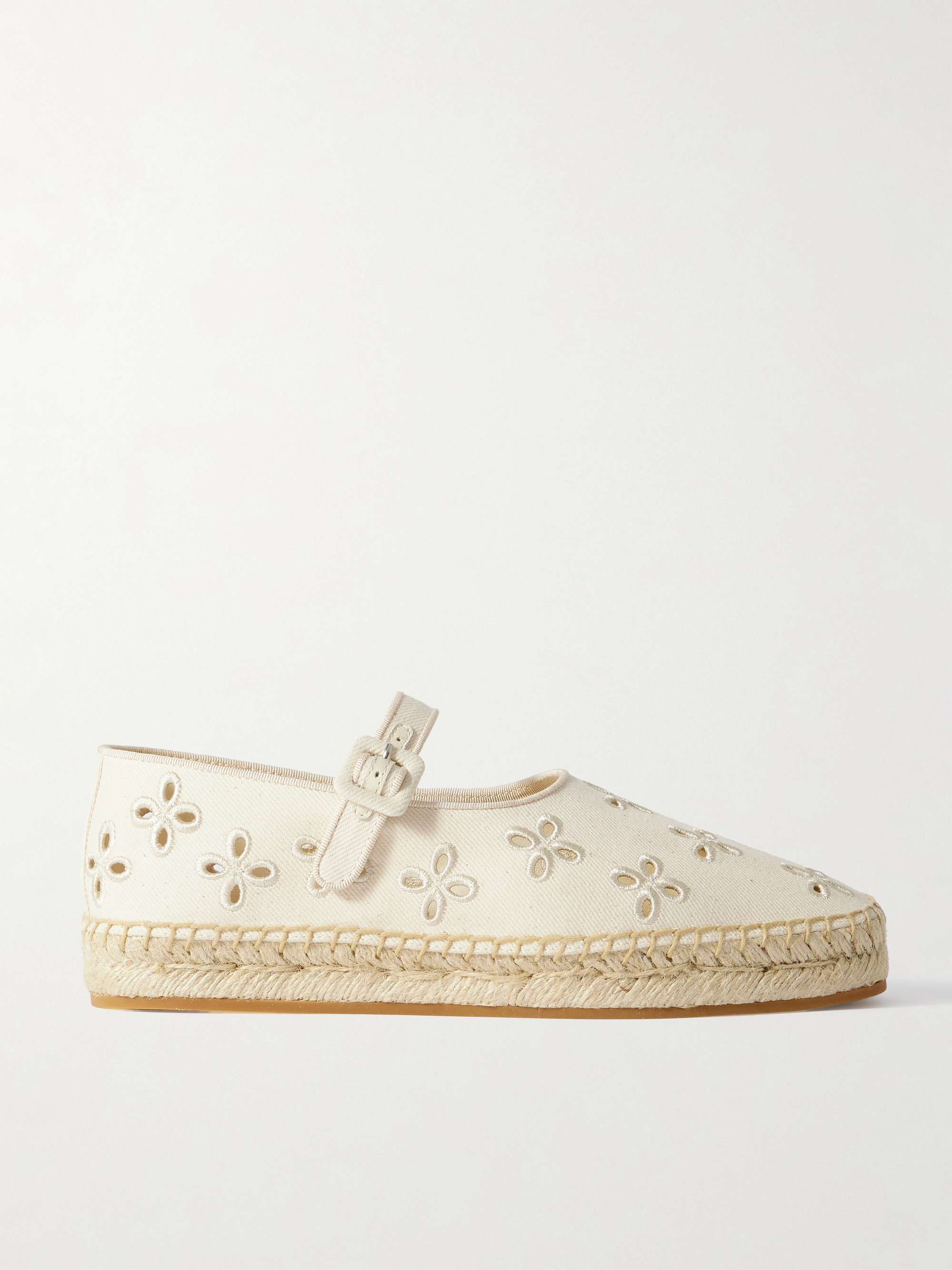Clover Grosgrain-Trimmed and Broderie Anglaise Canvas Espadrilles