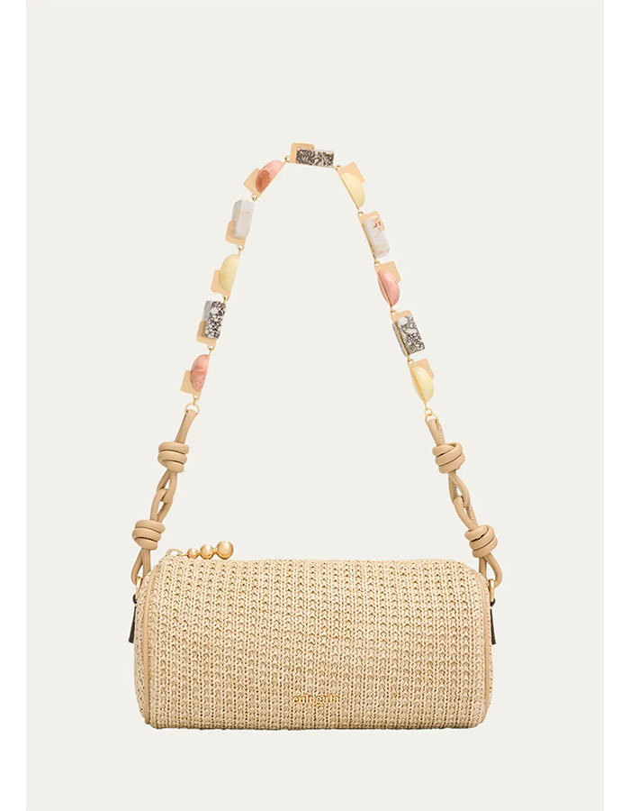 Zozina Stone-Embellished Raffia Shoulder Bag