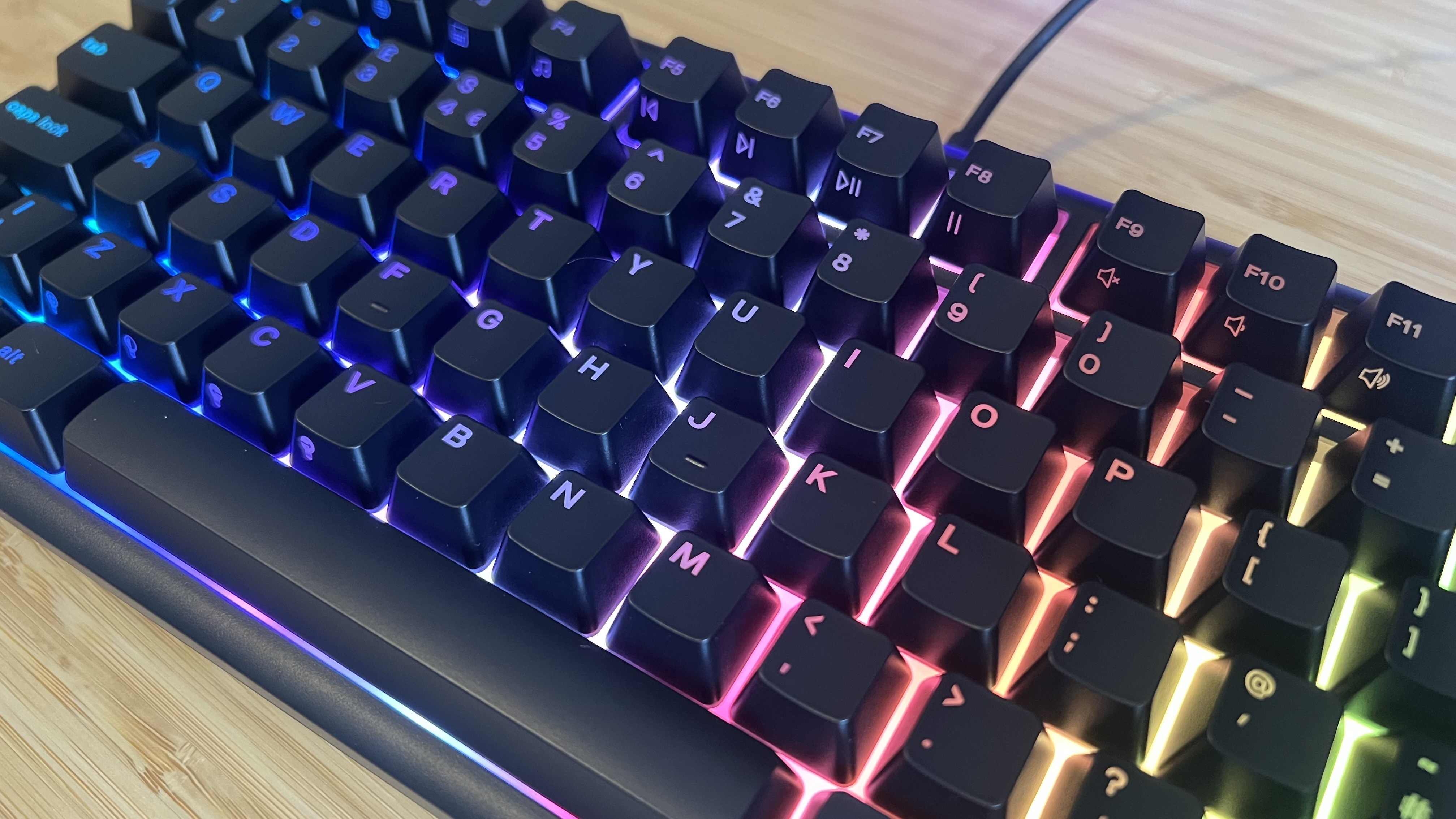 Close up on keycaps of Glorious GMBK 75% gaming keyboard