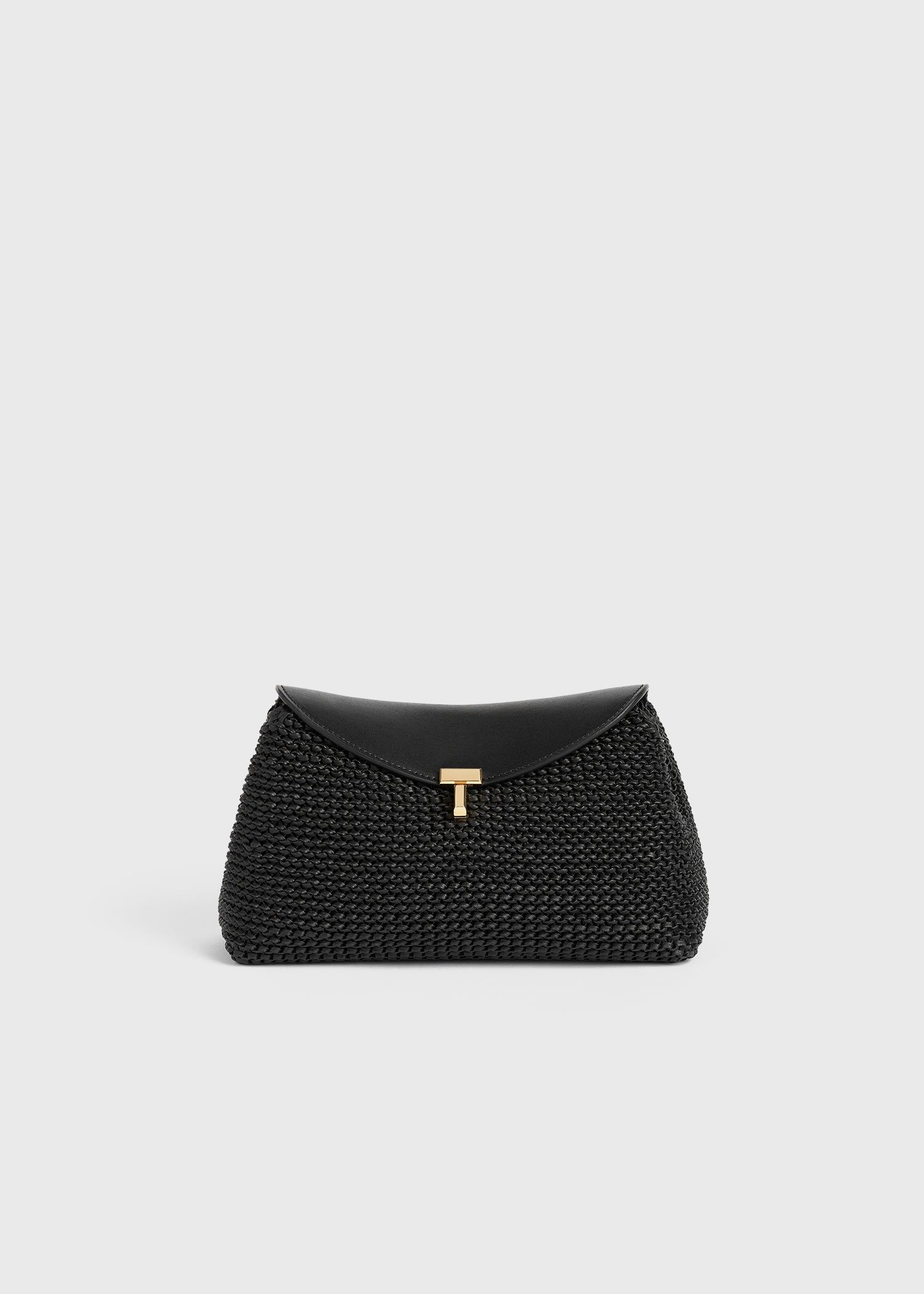 T-Lock Woven-Leather Clutch Black - One Size