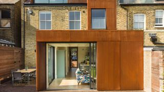 corten clad kitchen and diner extension