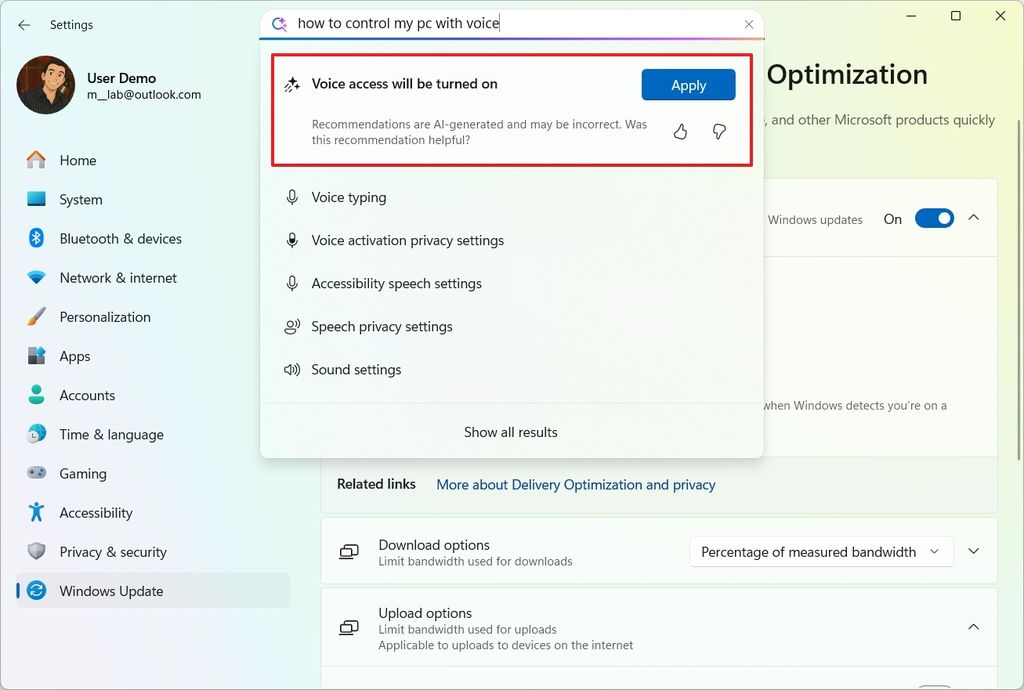 AI agent in search results