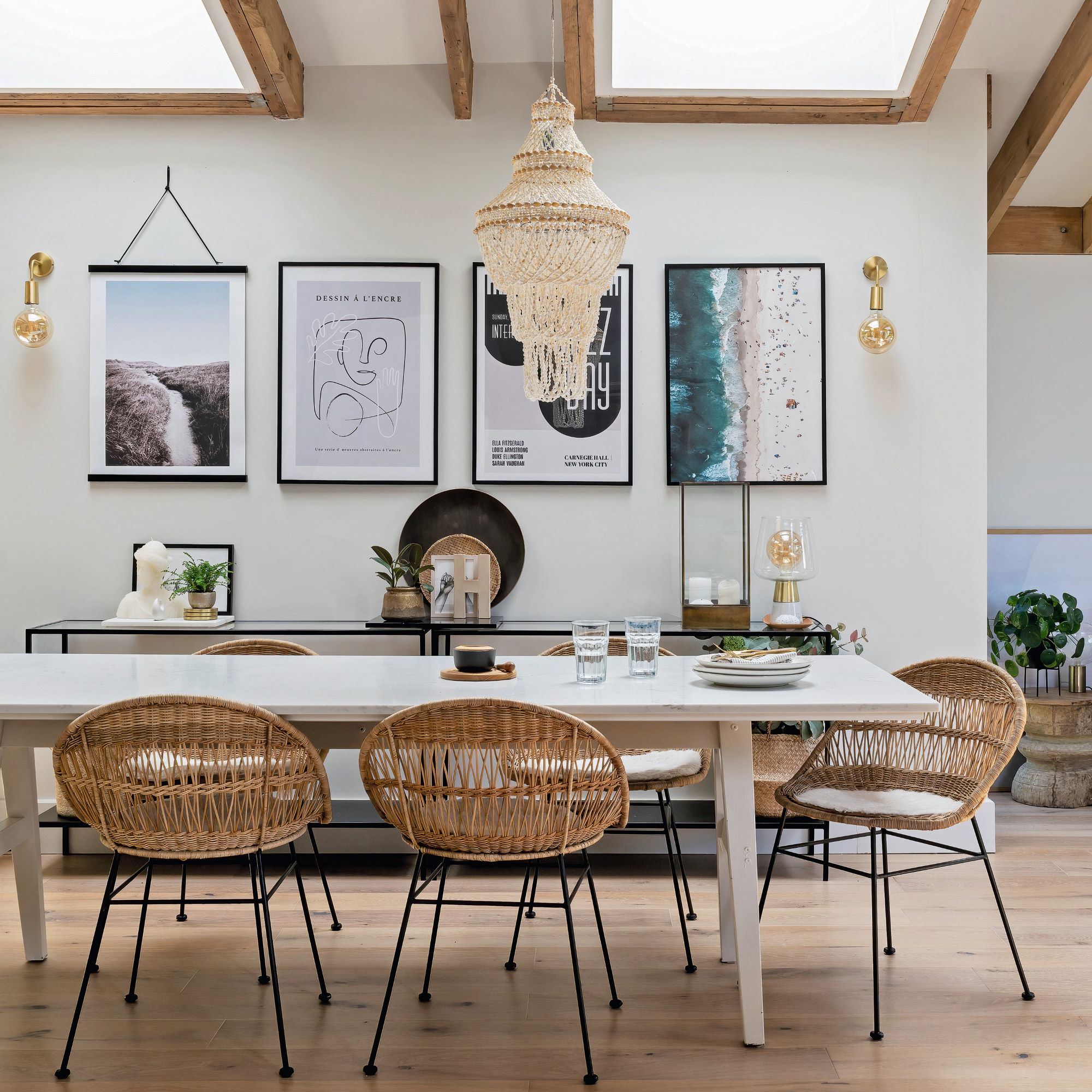 dining table with wicker chairs