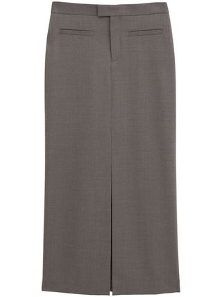 Front-Slit Tailored Maxi Skirt