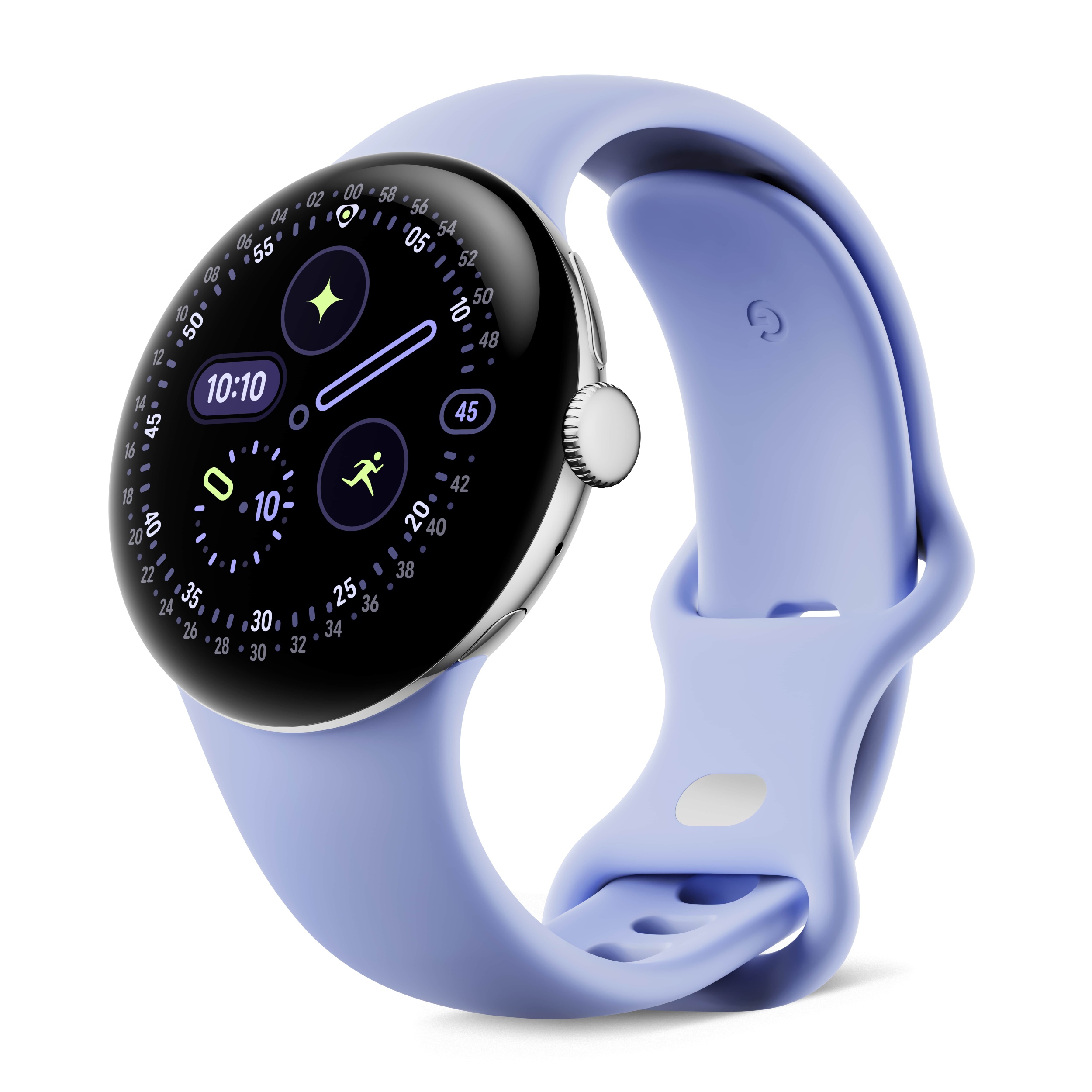 Google Pixel Watch 4 in Polished Silver Aluminum Case / Iris Active Band (41mm)