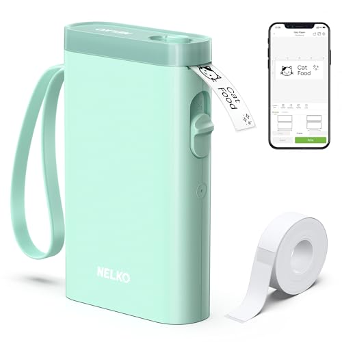 Nelko Label Maker Machine With Tape, P21 Bluetooth Label Printer, Wireless Mini Label Makers With Multiple Templates for Organizing Office Home, Green