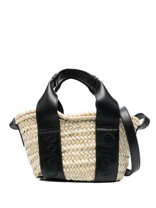 Logo-Print Raffia Tote Bag