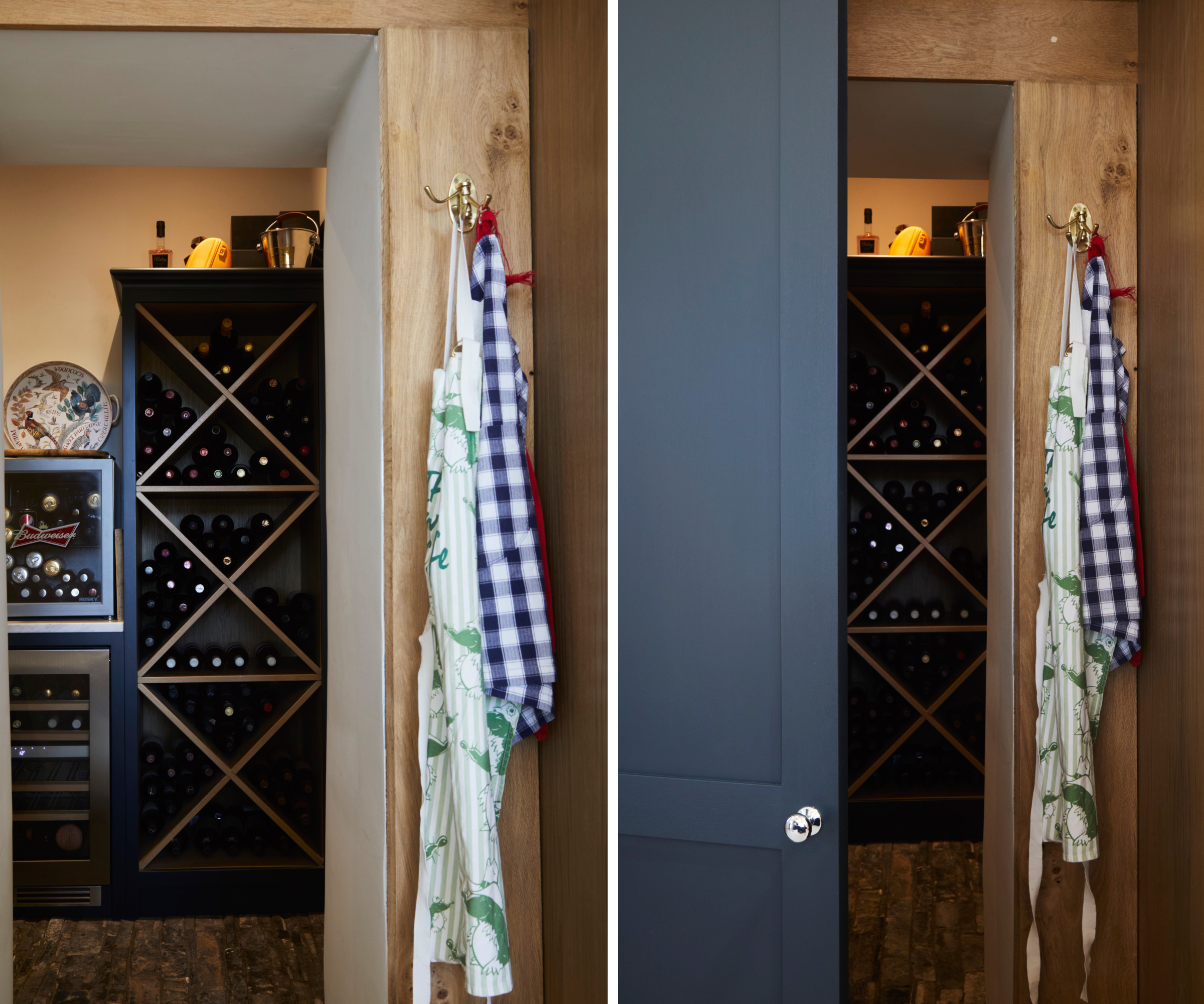 Olive &amp;amp; Barr Shaker Kitchen hidden wine larder