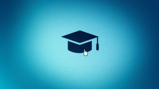 A zoomed in photo of a mouse cursor hovering over a digital representation of a graduate cap 