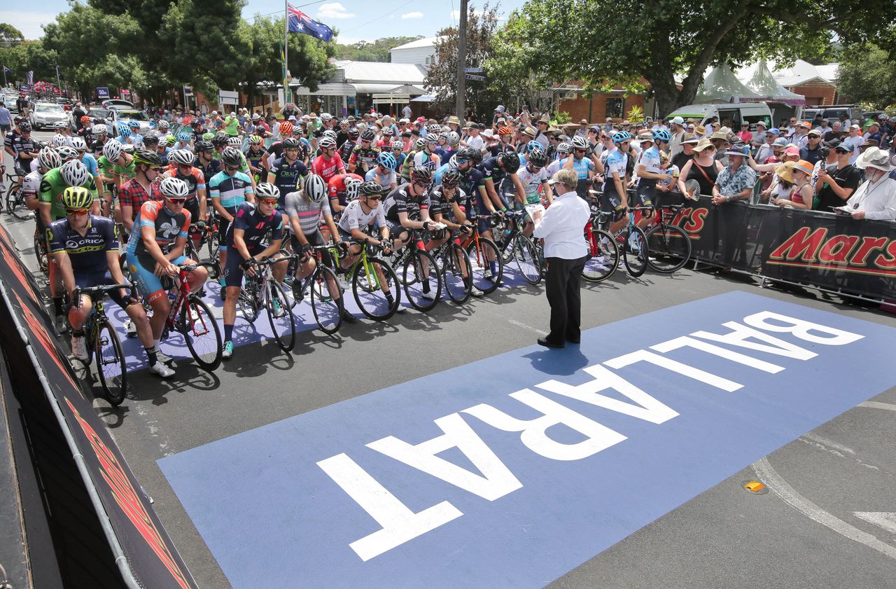 The riders on the start line in Ballarat