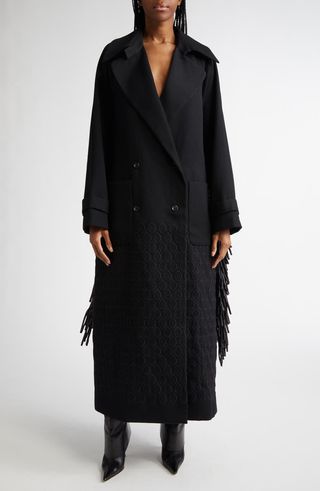 Fringe Trim Wool Walker Coat