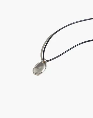 Maslo Jewelry Small Pebble Pendant Necklace Sterling Silver Cord