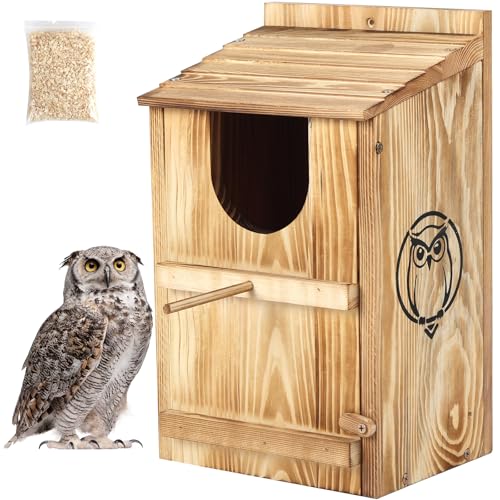Bfazkxy Owl Houses for Outdoors, Barn &amp;amp; Screech &amp;amp; Barred Owl Nesting Boxes for Outside 14.5&amp;times;7.5&amp;times;9 Inches, Bird Houses for Outside