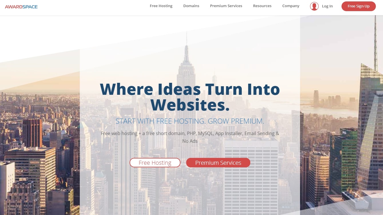 AwardSpace's homepage