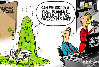 Political Cartoon U.S. Steve Scalise doctored video