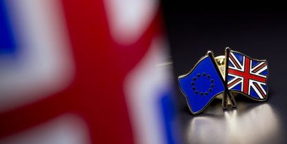 The EU flag pin alongside the Union Jack pin