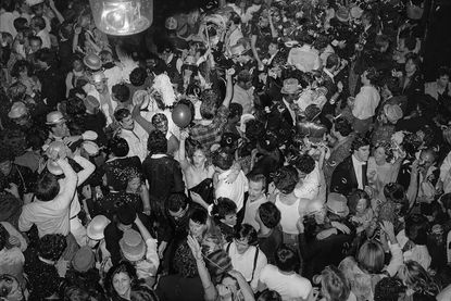 Party crowd in the club. Photographed from above