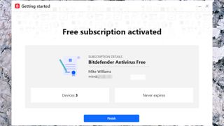 Bitdefender Antivirus Free license activated.