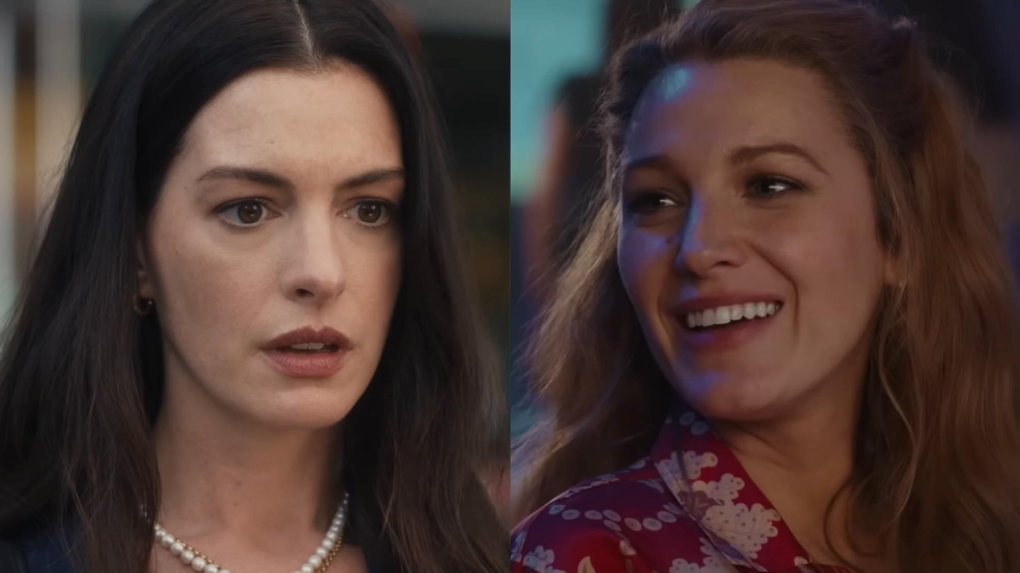 Hathaway in Devil Weas Prada 2 and Lively in It Ens With Us side by side.