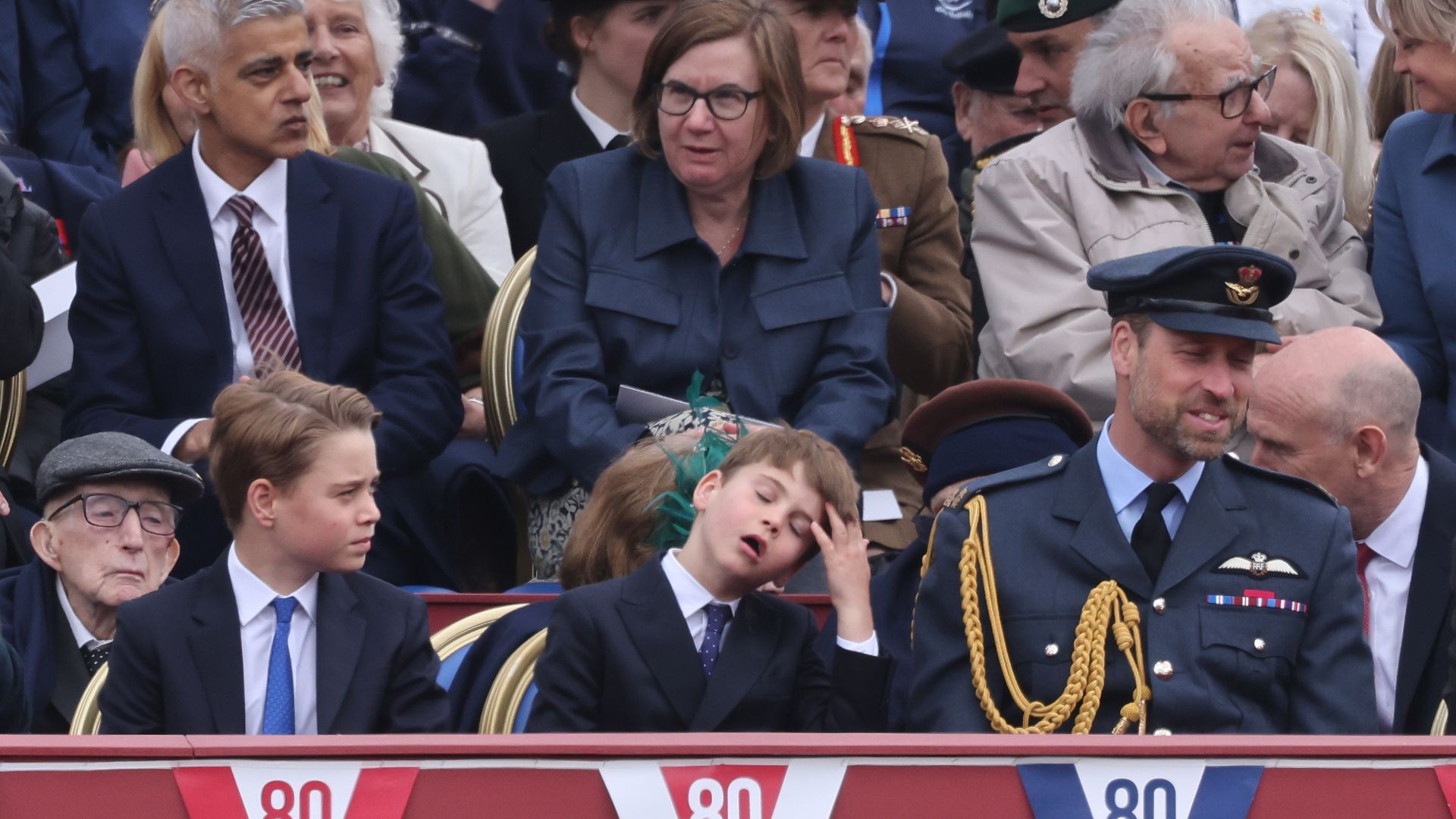 Prince George, Prince Louis and Prince William at the VE Day 80th anniversary procession