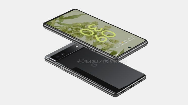 An unofficial render of the Pixel 6a from the front and back