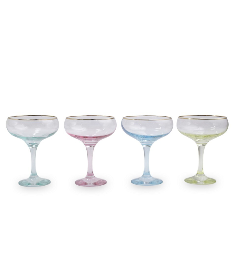 Rainbow 4-Piece Assorted Coupe Champagne Glass Set
