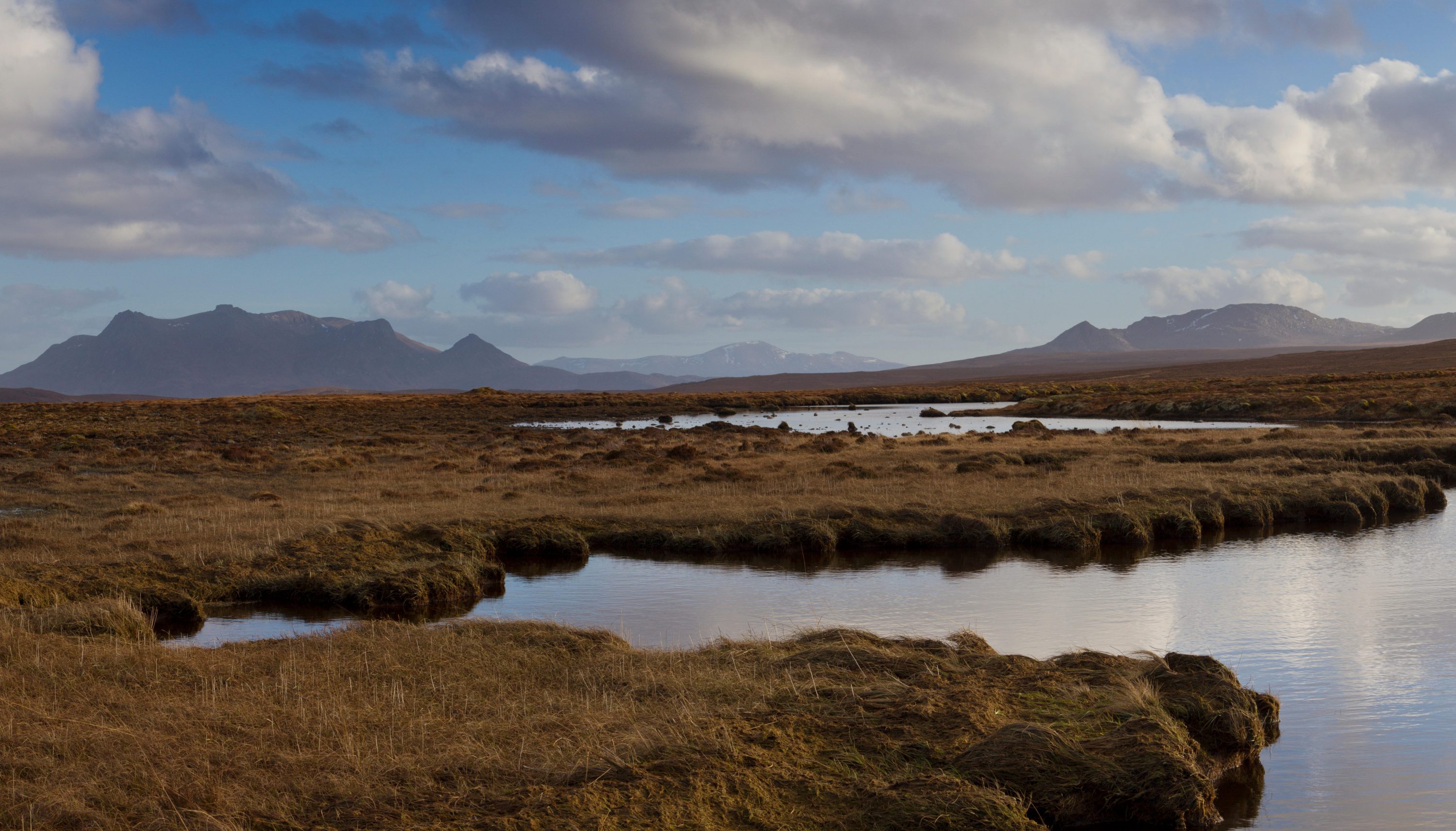 The Mhoine moorland with Ben Loyal and Ben Hope, Sutherland.