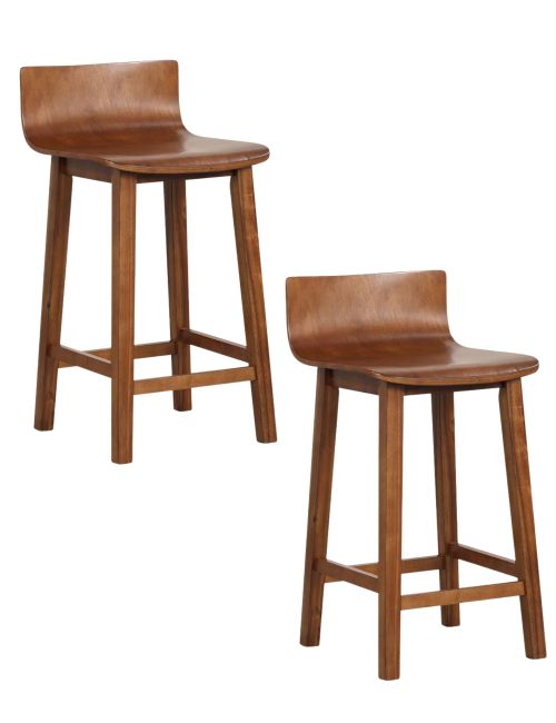 Mid-Century Bar Stools with Solid Back