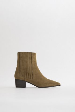 Split suede mid heel ankle boots, £49.99, Zara