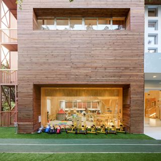 Outdoor play area at IBOBI kindergarten, by VMDPE Design, Shenzhen City