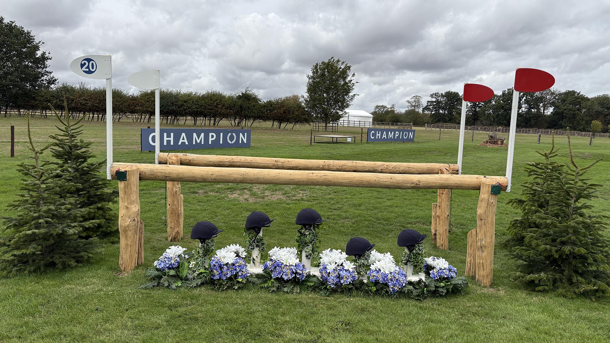 Wooden oxer on the Burghley cross-country course 2026