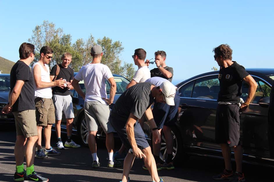 The team gathers for the start of the hike