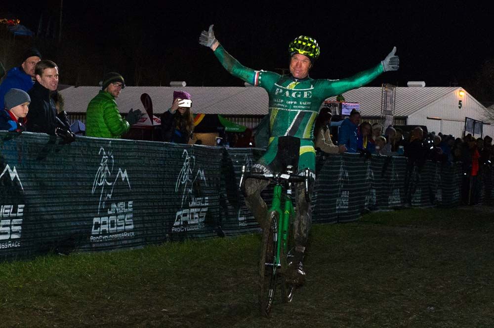 Jonathan Page (Fuji) celebrates his solo victory