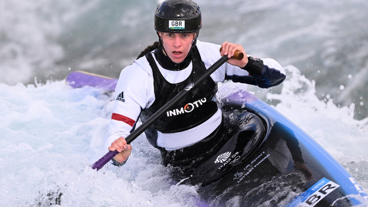 Team GB&#039;s Kimberley Woods in a training session for Canoe Slalom.