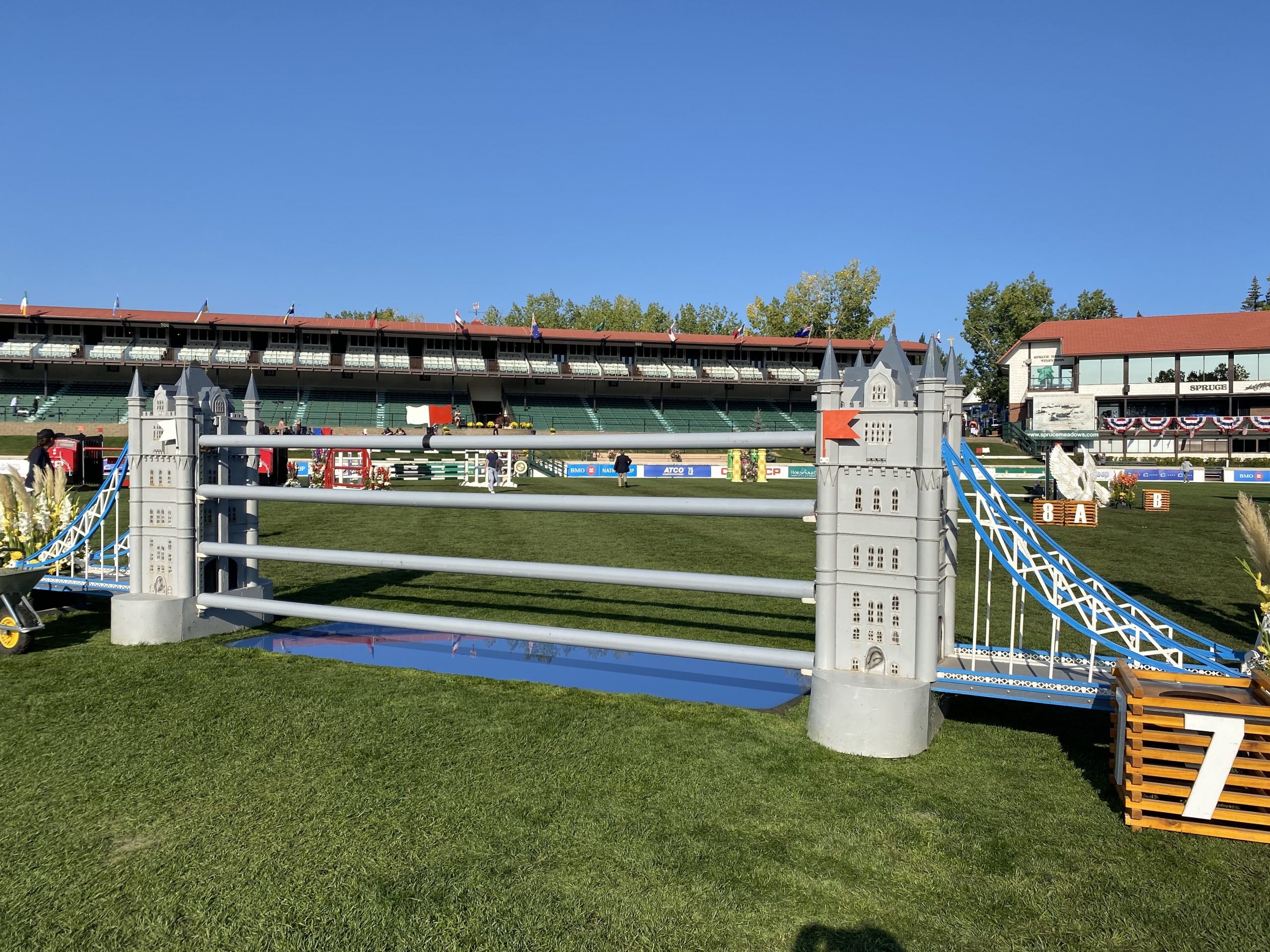 Showjumping fences: the Tower Bridge jump at the CP International at Spruce Meadows