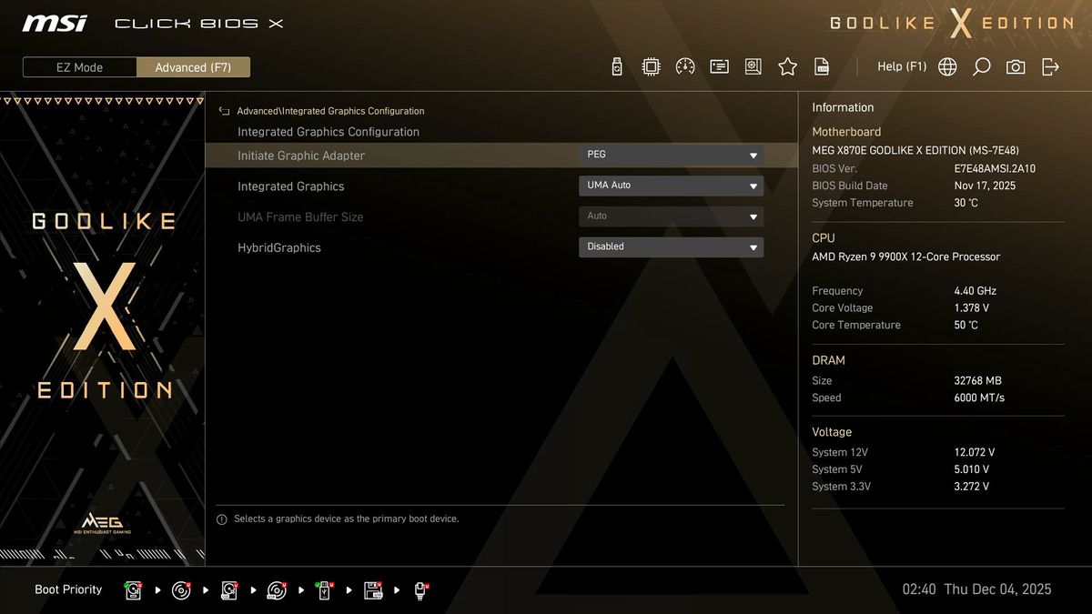 MSI X870E Godlike X - BIOS