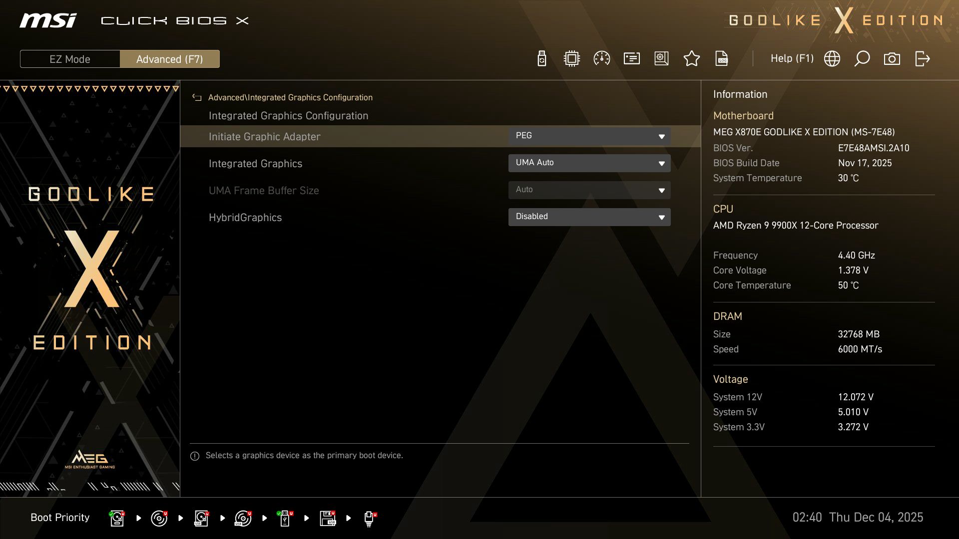 MSI X870E Godlike X - BIOS