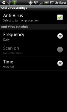 Lookout Anti-Virus settings