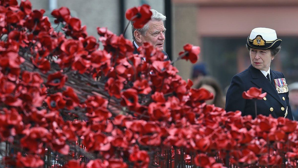 Princess Anne and German President Joachim Gauck attend the 100th anniversary commemorations of the Battle of Jutland