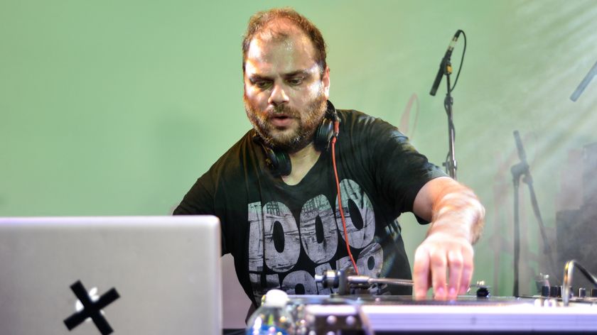 JD Twitch (Optimo) performs on stage at The British Music Embassy, Latitude 30 on Day 4 of SXSW 2013