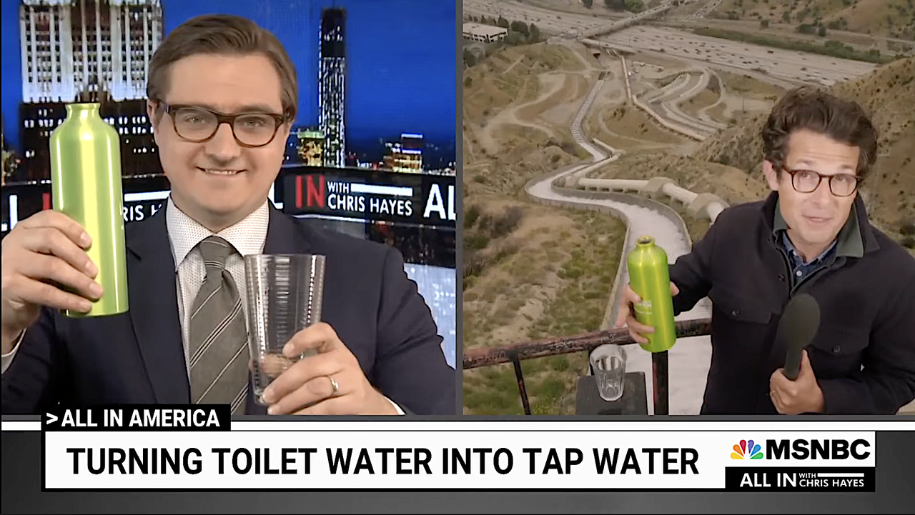 Chris Hayes drinks toilet water